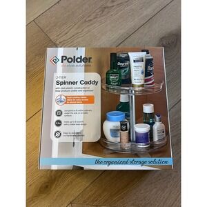 Polder 2 Tier Spinner Caddy Clear Plastic Rotating Storage Organizer